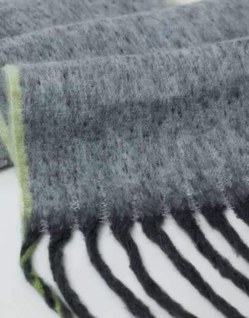 Threadbare bufanda extragrande en antracita con ribete en contraste lima, 2 de 4