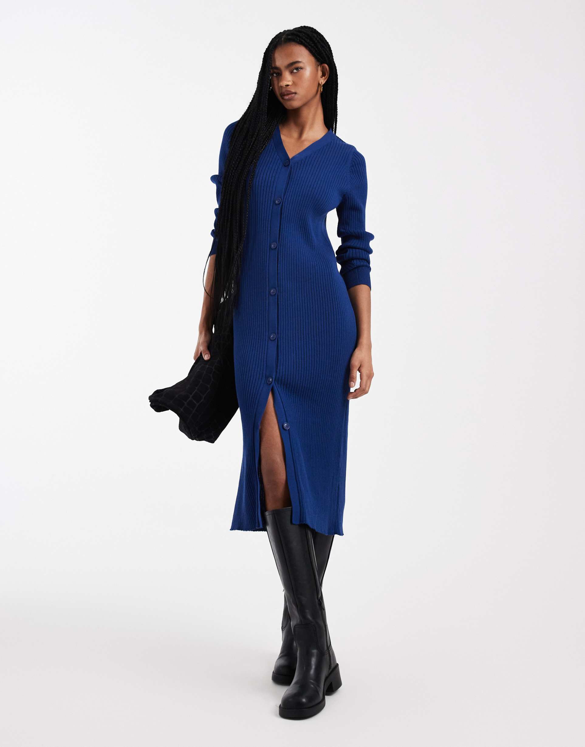 threadbare button down knit dress in navy