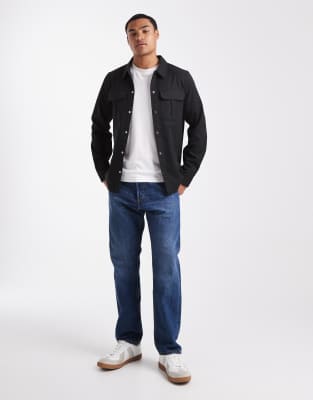 Threadbare Button Down Pocket Front Shacket In Black