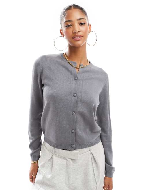 Threadbare button up knitted cardigan in gray