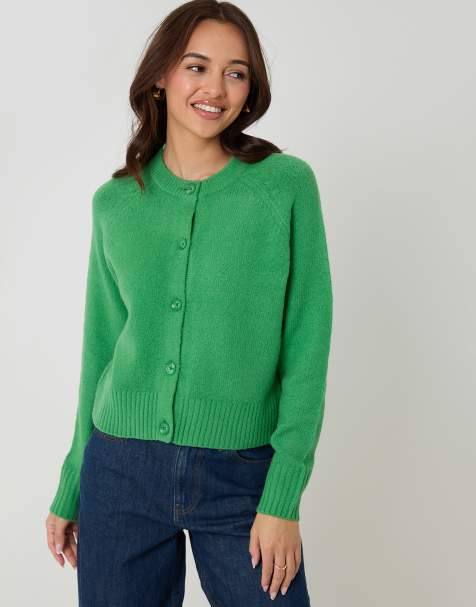 Threadbare Button up knitted cardigan in green - view 1