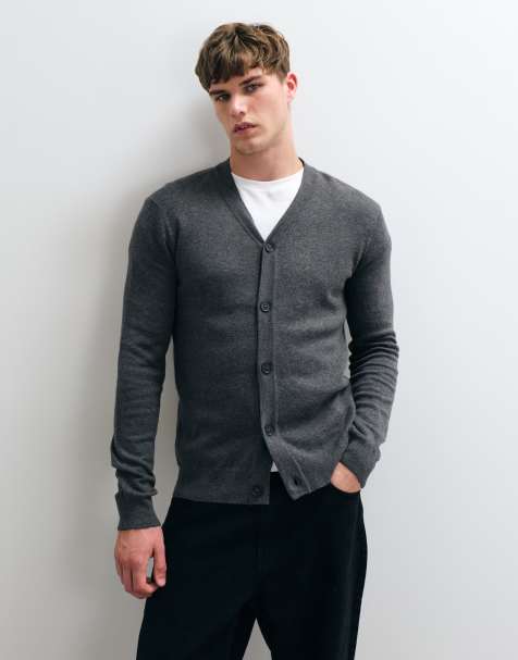 Threadbare button up knitted cardigan in grey marl - view 1