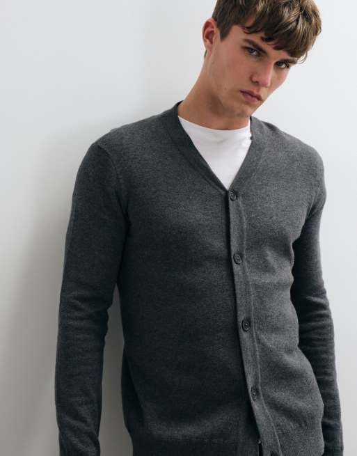 Threadbare button up knitted cardigan in grey marl, 3 of 5