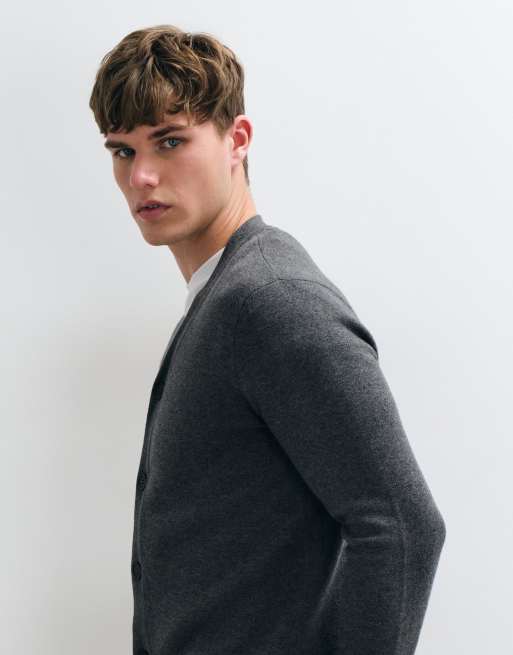 Threadbare button up knitted cardigan in grey marl, 4 of 5