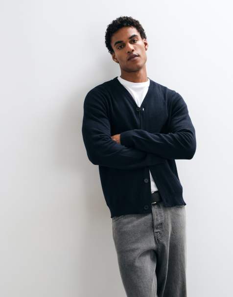 Threadbare button up knitted cardigan in navy - view 1