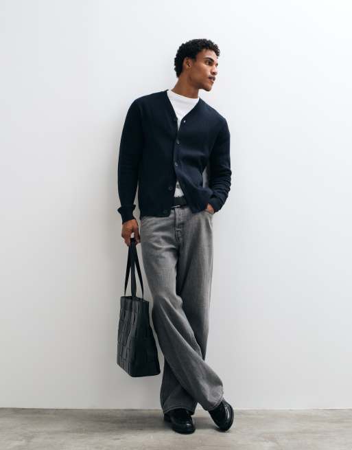 Threadbare button up knitted cardigan in navy, 4 of 5