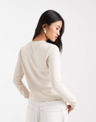 Threadbare Button Up Long Sleeve Jersey Top In White