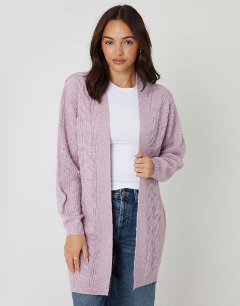 Threadbare Cable knit cardigan in pink
