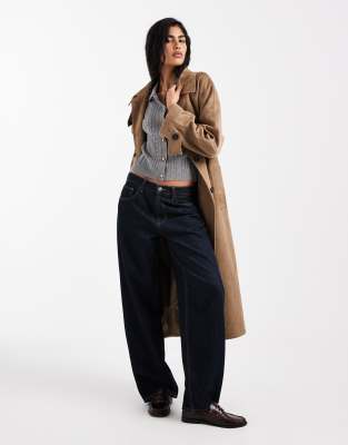 Threadbare Cable Knit Cardigan With Collar In Gray