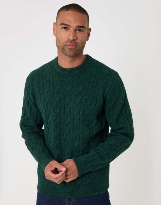 Threadbare Cable knit crew neck jumper in forest green, 2 of 5