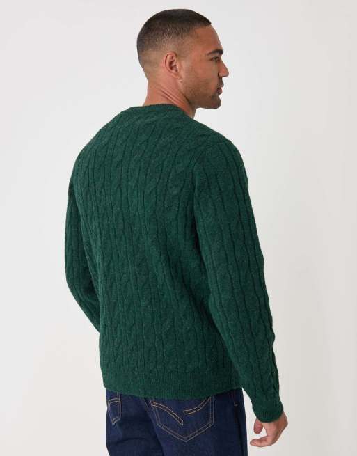 Threadbare Cable knit crew neck jumper in forest green, 4 of 5