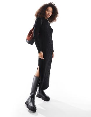 Threadbare cable knit maxi dress in black | ASOS