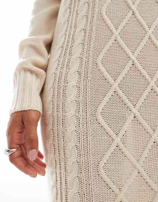 andmary Allyn cable knit dress beige Beige Cable Knit Asymmetric