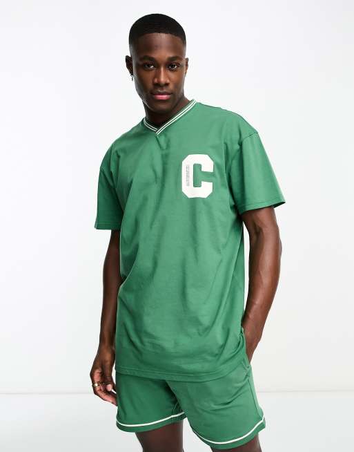 Threadbare cable varsity lounge short set in green
