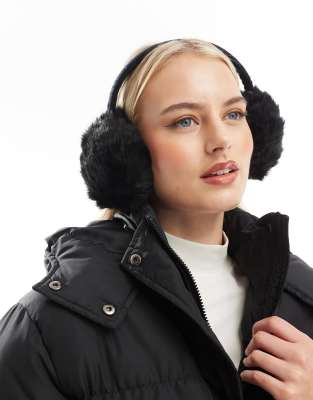 Threadbare - Cache-oreilles de ski en fausse fourrure - Noir