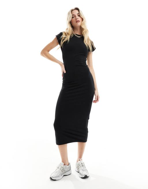 Threadbare – Caddy – Maxikleid in Schwarz mit tiefem Rückenausschnitt