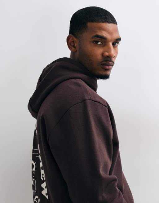Threadbare caffeine crew graphic print hoodie in chocolate brown, 4 of 8