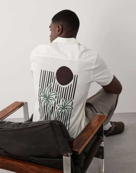 Threadbare - Camicia a maniche corte écru con stampa grafica - view 1