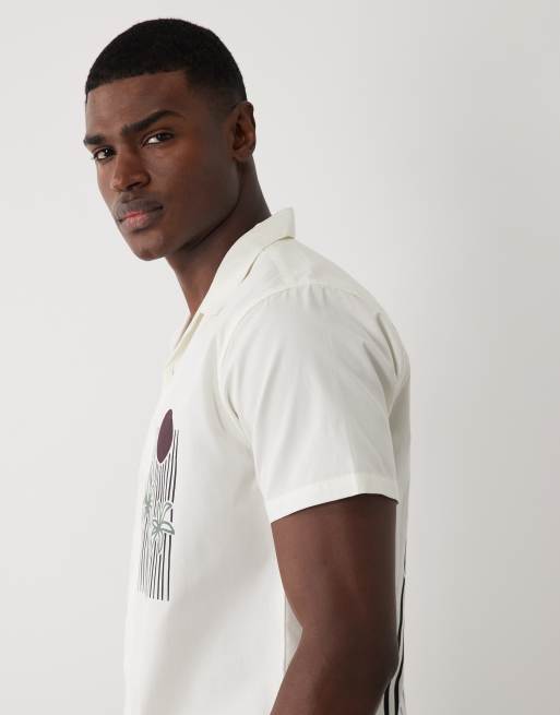Threadbare - Camicia a maniche corte écru con stampa grafica, 4 di 5