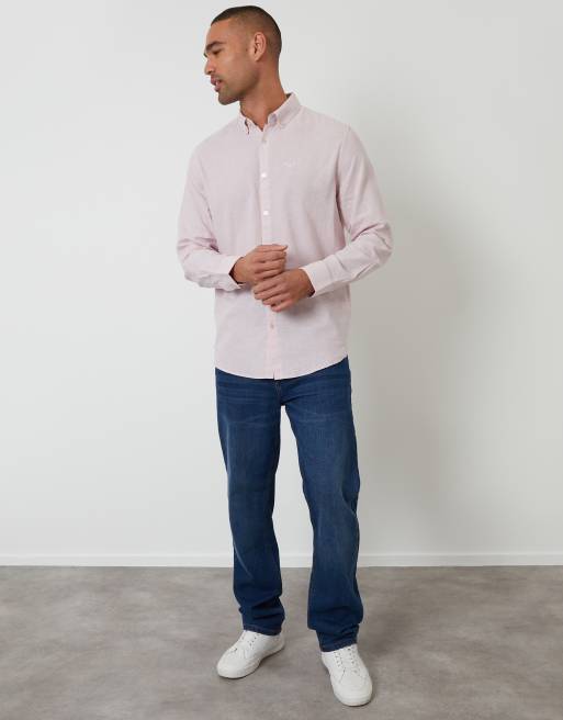 Threadbare - Camicia a maniche lunghe in misto lino rosa pallido, 2 di 4