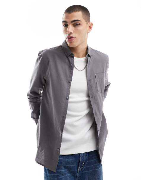 Threadbare - Camicia Oxford grigio ardesia - view 1