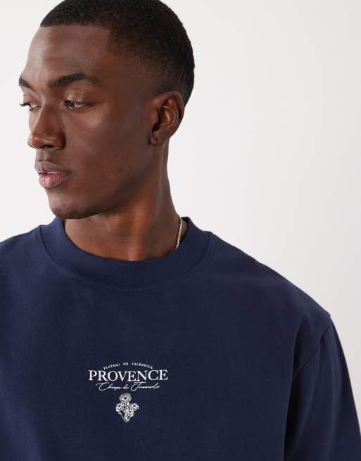 Threadbare - Camiseta azul marino con estampado en la espalda, 2 de 5