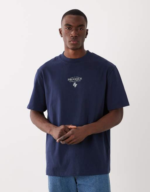 Threadbare - Camiseta azul marino con estampado en la espalda, 3 de 5