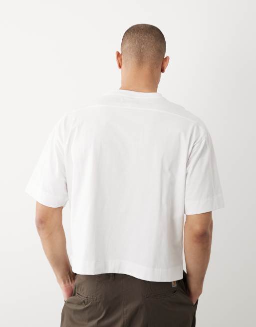 Threadbare - Camiseta blanca de corte cuadrado extragrande con cuello redondo, 5 de 5