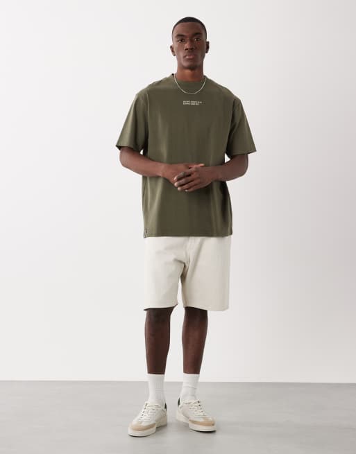 Threadbare - Camiseta caqui con estampado en la espalda, 3 de 5