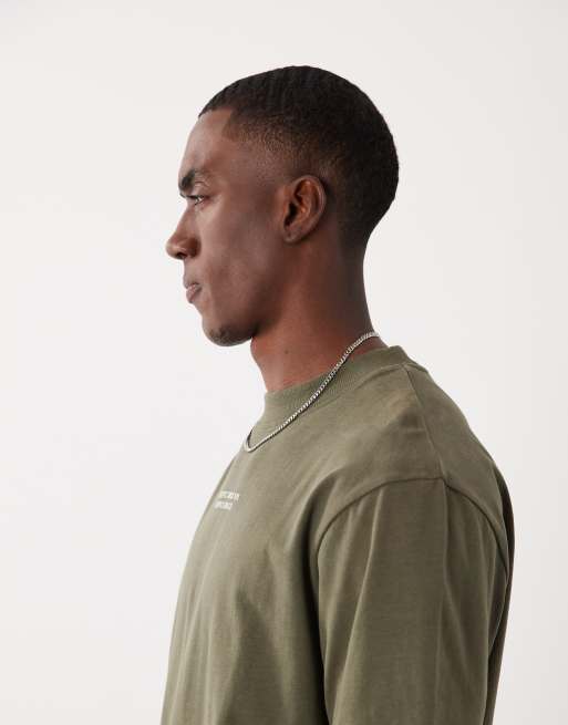 Threadbare - Camiseta caqui con estampado en la espalda, 5 de 5