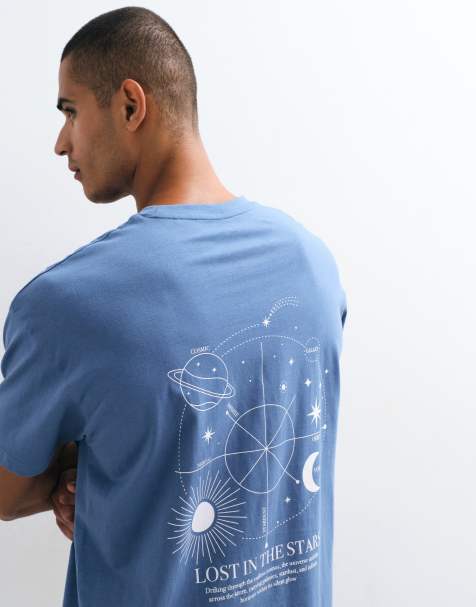Threadbare - camiseta de corte holgado con estampado trasero "lost in the stars" en azul vintage - view 1