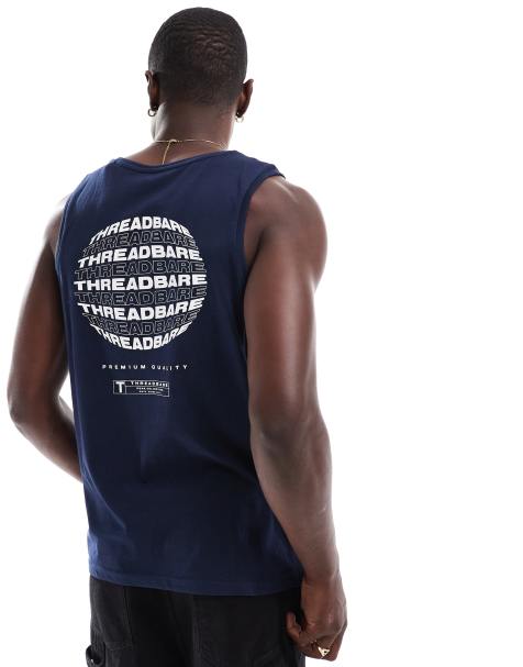 Threadbare - Canotta blu navy con stampa del logo - view 1