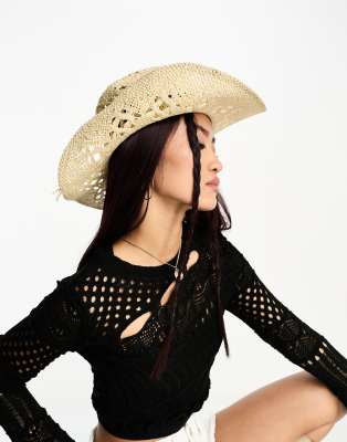 Cappello Aussie In Vera Pelle Suede Style Western Da Cowboy Outback