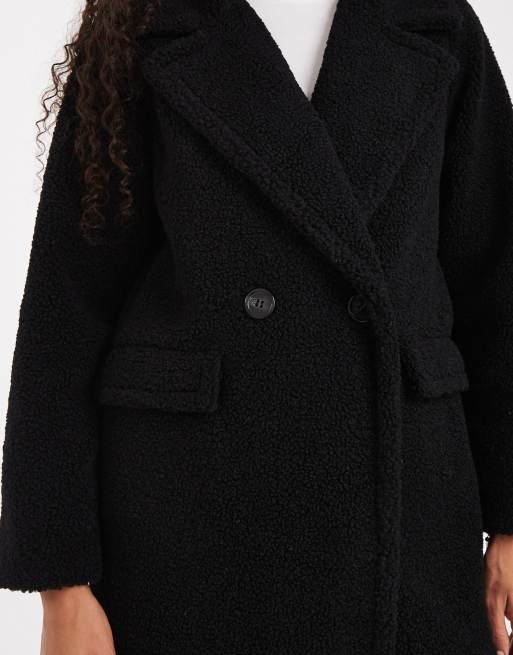 Threadbare - Cappotto lungo in pile borg nero, 3 di 4