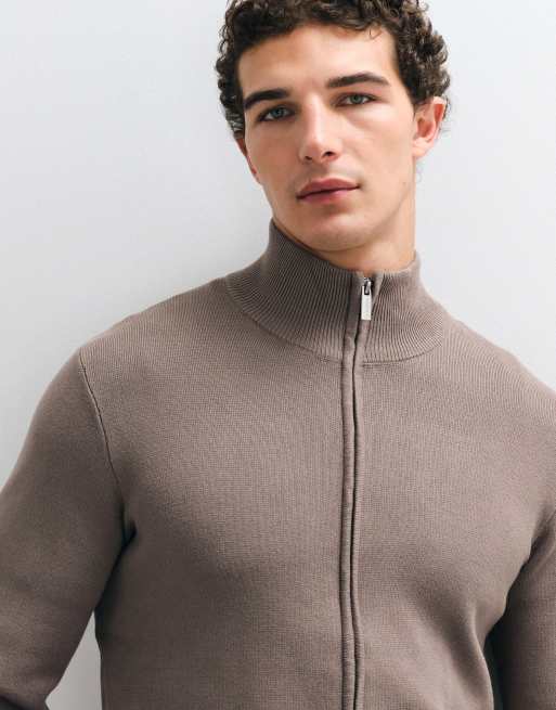 Threadbare cárdigan con cremallera y cuello alzado en topo, 5 de 5