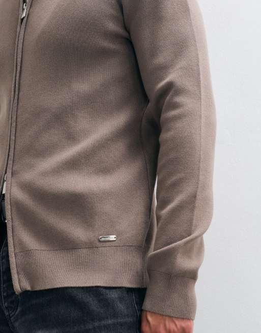 Threadbare cardigan con zip e collo a imbuto in tortora, 2 di 5