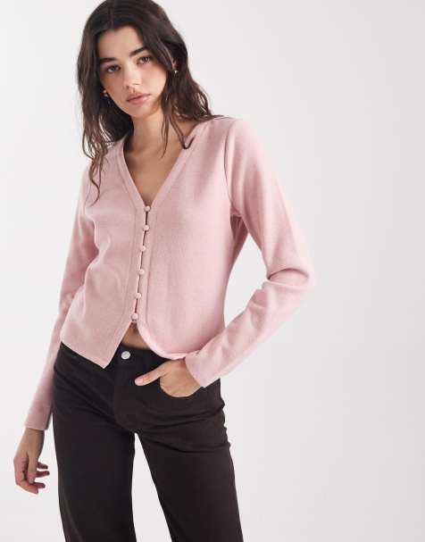 Threadbare - Cardigan in maglia rosa con bottoni - view 1