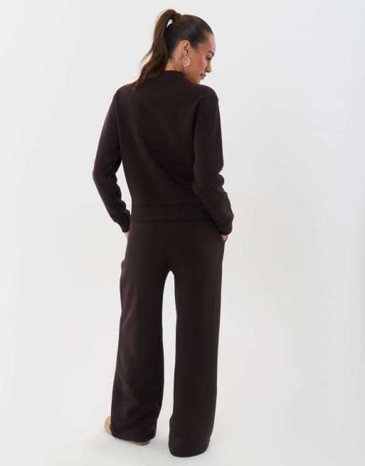 Threadbare Cardigan & jogger sweat set in chocolate brown, 2 of 5