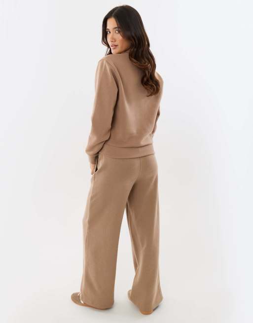 Threadbare Cardigan & jogger sweat set in mink brown, 2 of 5