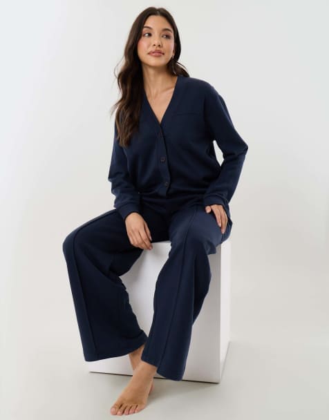 Threadbare Cardigan & jogger sweat set in navy - view 1