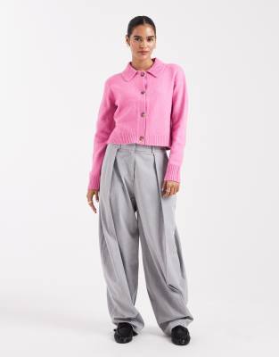 Threadbare Cardigan With Collar Detail In Pink