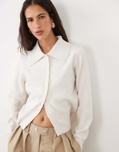 Threadbare cardigan with peter pan collar in ecru - view 1