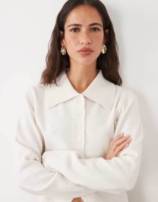 Threadbare cardigan with peter pan collar in ecru, 3 of 4