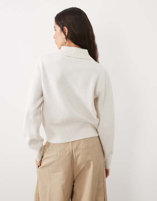 Threadbare cardigan with peter pan collar in ecru, 4 of 4