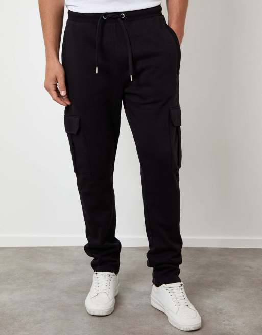 Threadbare Cargo joggers in black, 2 of 4