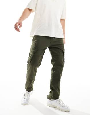 cargo pants in washed olive-Green