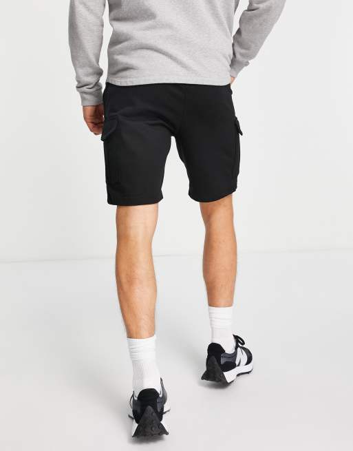 Threadbare cargo pocket jersey shorts in black