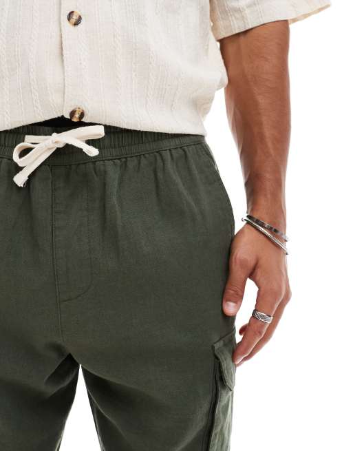 Threadbare – Cargo-Shorts aus khaki Leinenmix mit Taschendetail, 3 von 5