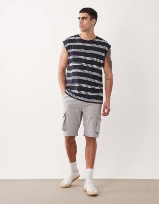 Threadbare cargo shorts with drawstring waist in light gray light gray