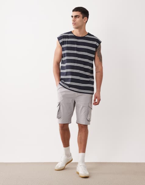 Threadbare cargo shorts with drawstring waist in light gray - view 1